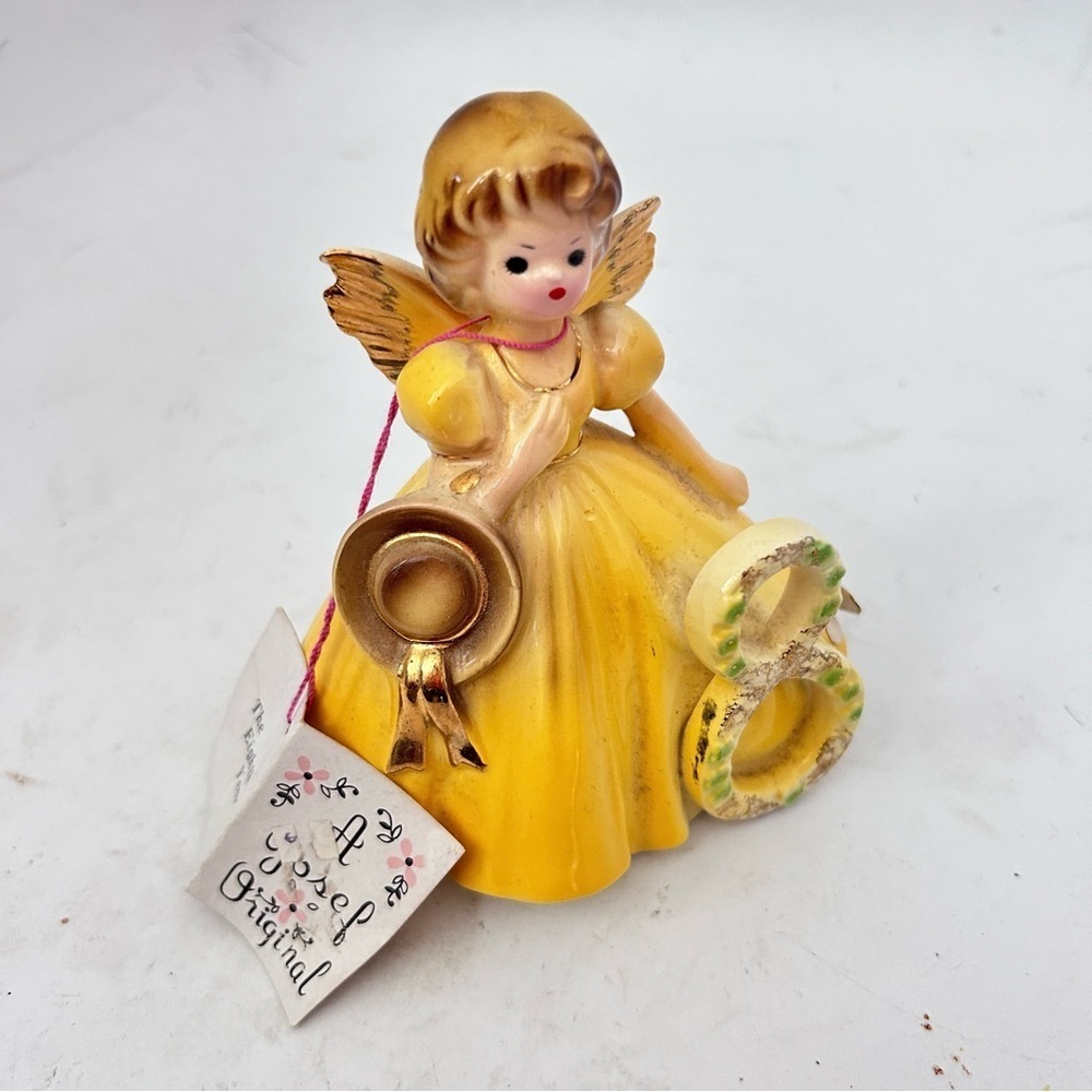 JOSEF ORIGINAL The Eight Year Porcelain Angel Figurine Signed with Booklet